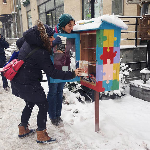 Anyone in the community is welcome to take a book from the library or bring a book to place in the library for someone else to read.