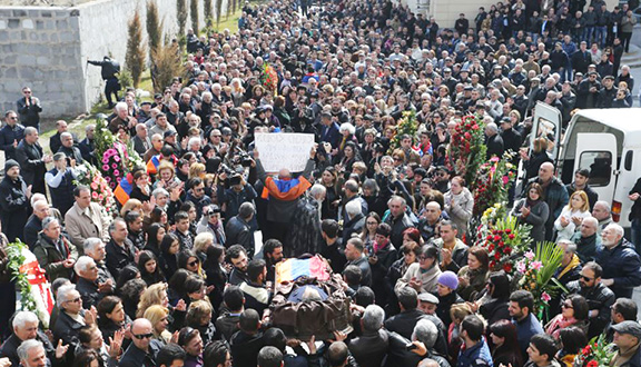 Hundreds attend the funeral of Artur Sargsyan known as the "Bread Taker"