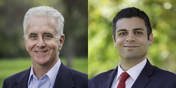 Los Angeles Councilmember Paul Krekorian (left) endorses Shant Sahakian in his campaign for Glendale School Board District D
