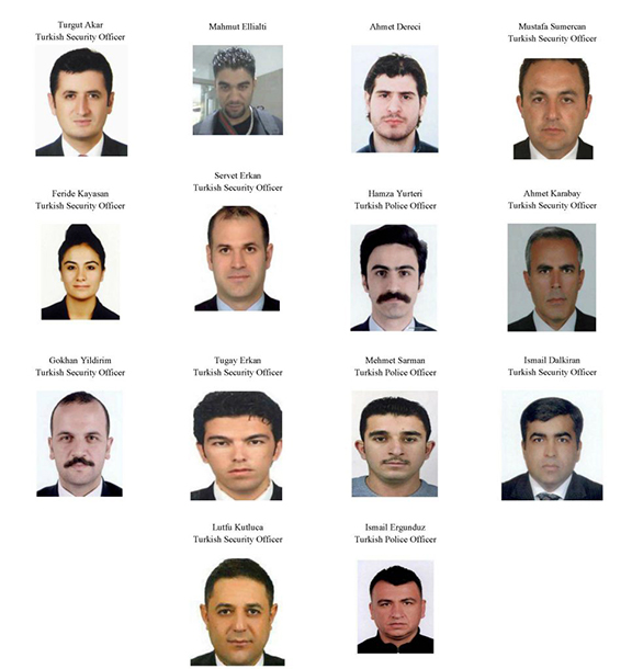 The 14 Turkish citizens, some part of Erdogan's security details, who are wanted by US officials