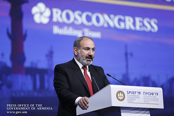 Prime Minister Nikol Pashinyan addresses the St. Petersburg International Economic Forum last week