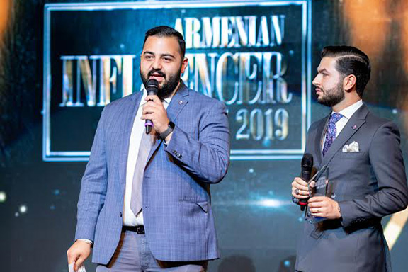 ANCA-WR's Joseph Kaskanian and Armen Sahakyan take the stage at the 2019 Armenian Influencer Awards