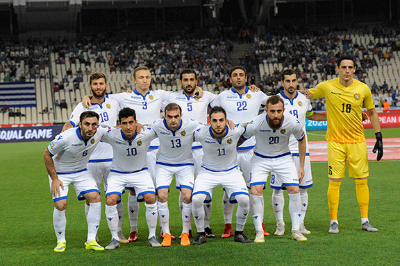 Armenia's National Soccer Team ahead of the match with Greece on June 11