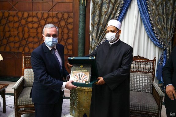 Foreign Minister Zohrab Mnatsakanyan with Grand Imam of al-Azhar, Sheikh Ahmad Muhammad al-Tayeb