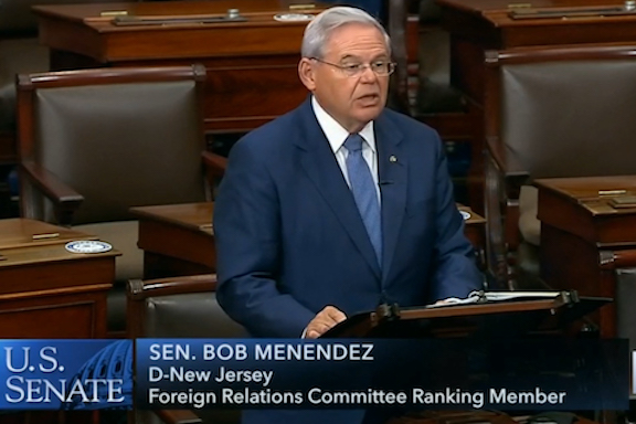 Senator Robert Menendez calls for U.S. sanctions on Turkey and Azerbaijan on the Senate floor on Nov. 17