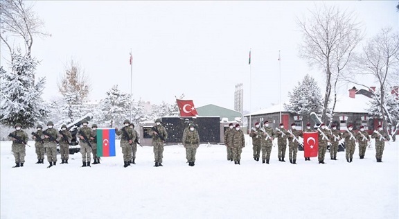 Turkish and Azeri forces began "Winter 2021" joint military drills in Kars on Feb.1