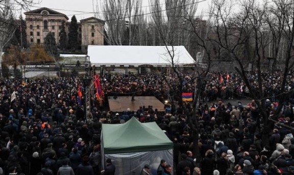 Protesters have been blocking Baghramyan Avenue for over 10 days
