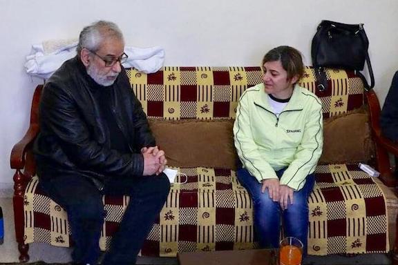 Lebanese member of parliament and chairman of the ARF Central Committee of Lebanon Hagop Pakradouni visits Maral Najarian after she arrived in Beirut