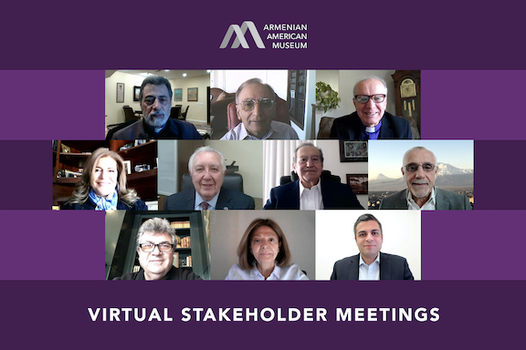 Top row from l to r: Archbishop Hovnan Derderian, Dr. Nazareth E. Darakjian, Rev. Berdj Djambazian. Middle row from l to r: Talin Yacoubian, Berdj Karapetian, Zaven Kazazian, Avedik Izmirlian. Third row from l to r: Aram Alajajian, Mary Khayat and Shant Sahakian