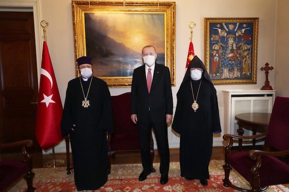 Turkish President Recep Tayyip Erdogan on a recent visit to the Armenian Patriarchate of Istanbul