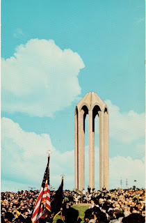 The Armenian Genocide monument in Montebello, Calif., shown here in a postcard, was opened in 1968. (postcard Image via Roxanne Makasdjian)