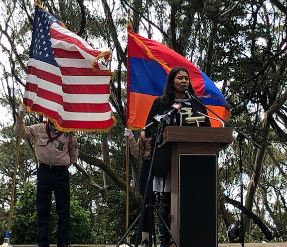 San Francisco Mayor London Breed spoke at the Armenian Genocide commemoration. (Photo by Roxanne Makasdjian)